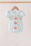 Sage pumpkin smocked gingham bubble Aaria Tees
