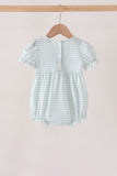 Sage pumpkin smocked gingham bubble Aaria Tees