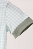 Sage pumpkin embroidery gingham romper Aaria Tees