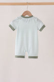 Sage pumpkin embroidery gingham romper Aaria Tees