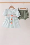Sage pumpkin smocked gingham bloomer set Aaria Tees