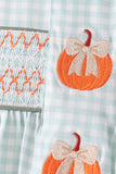 Sage pumpkin smocked gingham bloomer set Aaria Tees