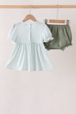 Sage pumpkin smocked gingham bloomer set Aaria Tees