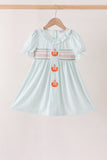 Sage pumpkin smocked gingham dress Aaria Tees