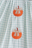 Sage pumpkin smocked gingham dress Aaria Tees