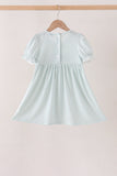 Sage pumpkin smocked gingham dress Aaria Tees