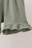 Sage pumpkin smocked gingham ruffle shorts set Aaria Tees