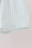 Sage pumpkin embroidery gingham shorts set - Aaria Tees Aaria Tees