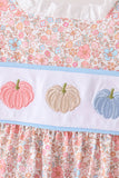 Pink Pumpkin Floral Embroidery Bloomer Set Aaria Tees