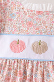 Pink Pumpkin Floral Embroidery Shorts Set Aaria Tees