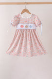 Pink Pumpkin Floral Embroidery Dress Aaria Tees