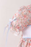 Pink Pumpkin Floral Embroidery Dress Aaria Tees