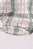 Green Pumpkin Embroidery Plaid Bubble - Aaria Tees Aaria Tees