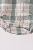 Green Pumpkin Embroidery Plaid Bubble - Aaria Tees Aaria Tees