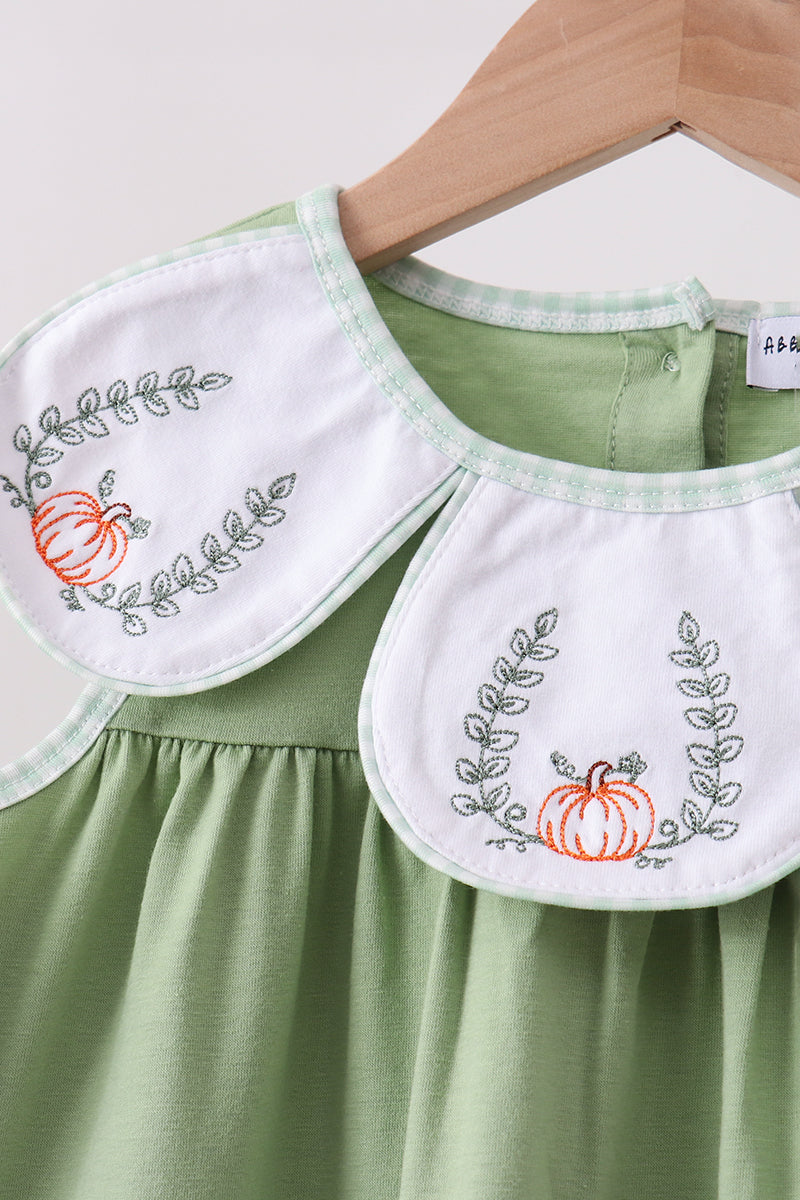 Sage Pumpkin Embroidered Ruffle Pants Set - Aaria Tees Aaria Tees
