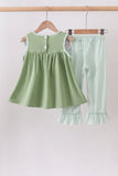 Sage Pumpkin Embroidered Ruffle Pants Set - Aaria Tees Aaria Tees