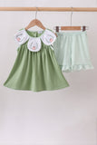 Sage Pumpkin Embroidered Ruffle Shorts Set - Aaria Tees Aaria Tees