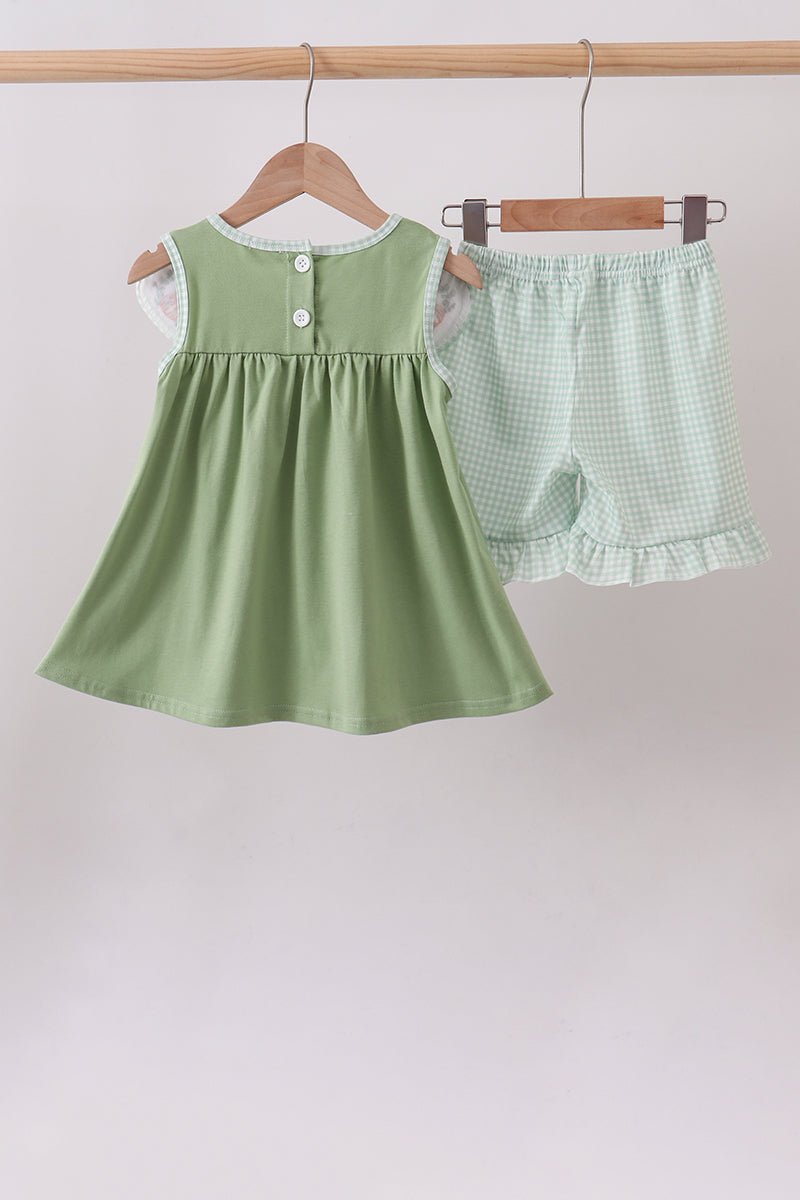 Sage Pumpkin Embroidered Ruffle Shorts Set - Aaria Tees Aaria Tees