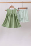 Sage Pumpkin Embroidered Ruffle Shorts Set - Aaria Tees Aaria Tees