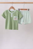 Sage Pumpkin Embroidered Shorts Set - Aaria Tees Aaria Tees
