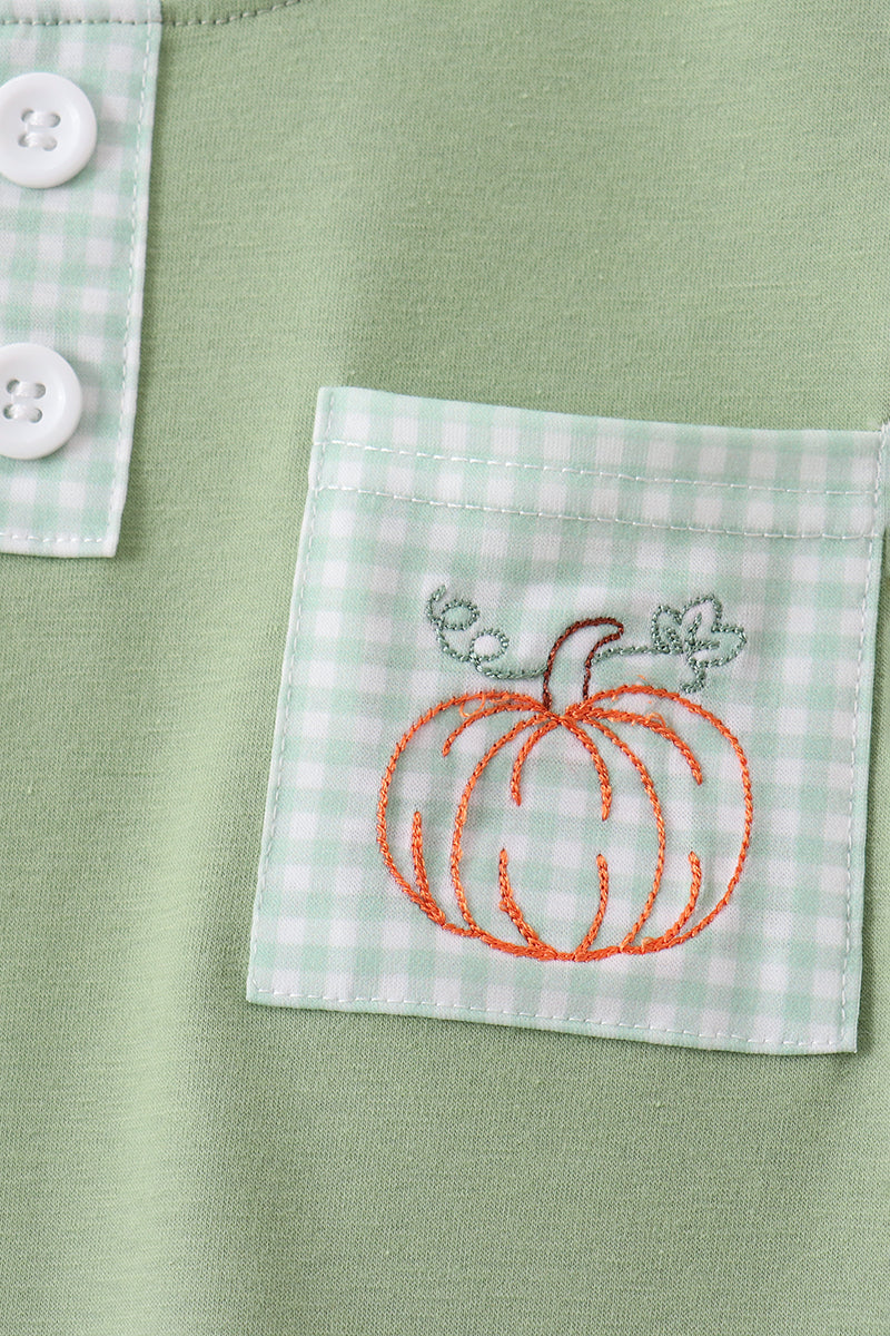 Sage Pumpkin Embroidered Shorts Set - Aaria Tees Aaria Tees
