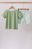 Sage Pumpkin Embroidered Shorts Set - Aaria Tees Aaria Tees