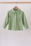 Sage Pumpkin Embroidered Button Down Shirt - Aaria Tees Aaria Tees