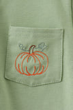 Sage Pumpkin Embroidered Button Down Shirt - Aaria Tees Aaria Tees