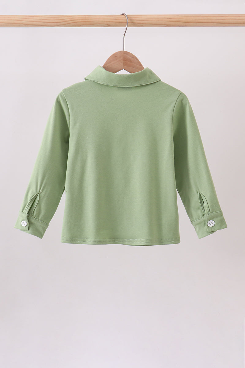 Sage Pumpkin Embroidered Button Down Shirt - Aaria Tees Aaria Tees