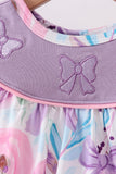 Purple Bow Embroidered Floral Bubble Aaria Tees