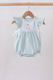 Light blue character embroidery ruffle bubble Aaria Tees