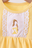 Mustard character embroidery ruffle bubble Aaria Tees