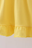 Royal blue&mustard character ruffle dress Aaria Tees