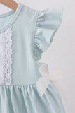 Light blue character embroidery ruffle dress Aaria Tees