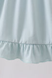 Light blue character embroidery ruffle dress Aaria Tees