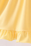 Mustard character embroidery ruffle dress Aaria Tees
