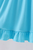 Blue character embroidery ruffle dress Aaria Tees