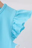 Blue character embroidery ruffle dress Aaria Tees