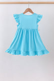 Blue character embroidery ruffle dress Aaria Tees
