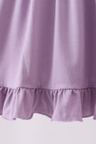 Purple character embroidery ruffle dress Aaria Tees