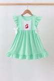 Green character embroidery ruffle dress Aaria Tees