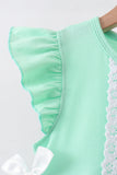 Green character embroidery ruffle dress Aaria Tees