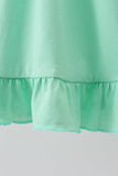 Green character embroidery ruffle dress Aaria Tees