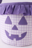 Purple Pumpkin Applique Gingham Ruffle Basket Aaria Tees