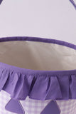 Purple Pumpkin Applique Gingham Ruffle Basket Aaria Tees