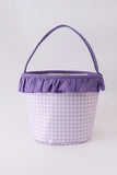 Purple Pumpkin Applique Gingham Ruffle Basket Aaria Tees