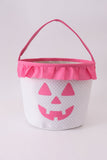 Pink Pumpkin Applique dot Ruffle Basket Aaria Tees