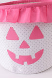 Pink Pumpkin Applique dot Ruffle Basket Aaria Tees