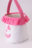 Pink Pumpkin Applique dot Ruffle Basket Aaria Tees