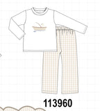 Khaki Puppy Fishing Embroidery Pants Set Aaria Tees